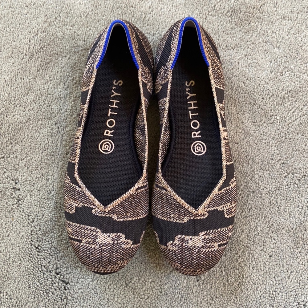 Rothy’s Golden Shimmer Flats Size 7.5 Retired